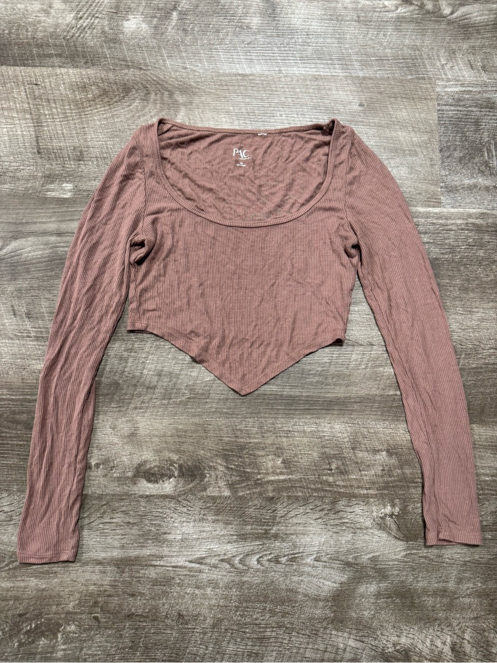 PAC Cares Brown Ribbed Long Sleeve Shirt Size XS